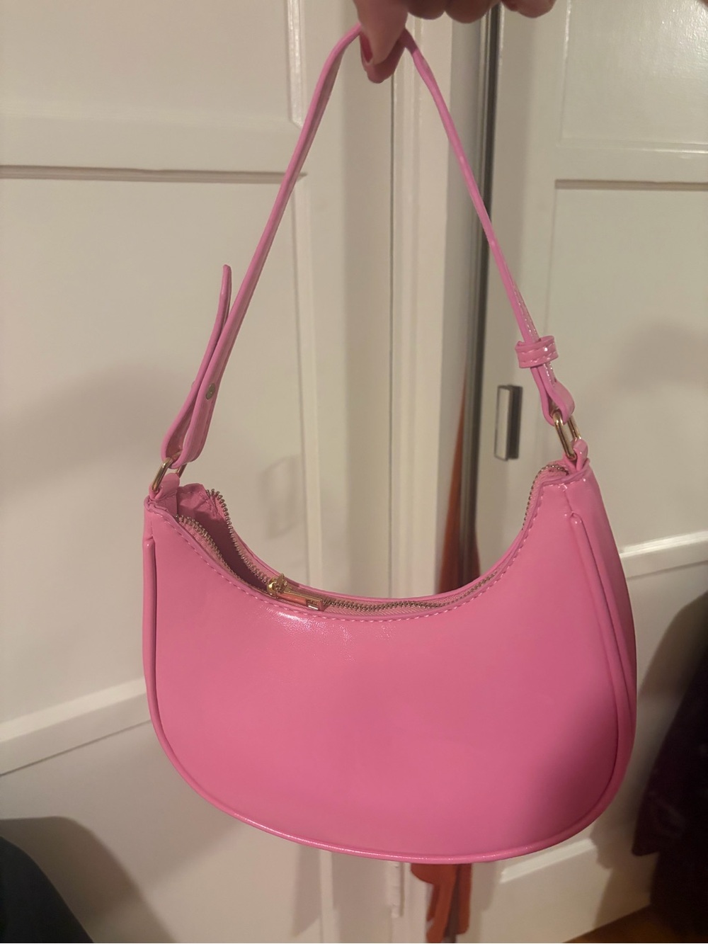 Pink Shoulder Bag - Elegant Womens Crescent Purse